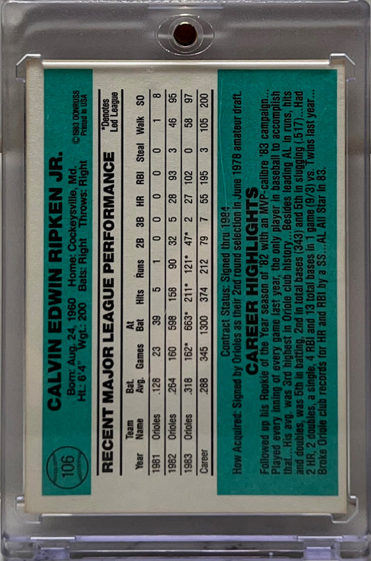 Cal Ripken - 1984 Donruss Card